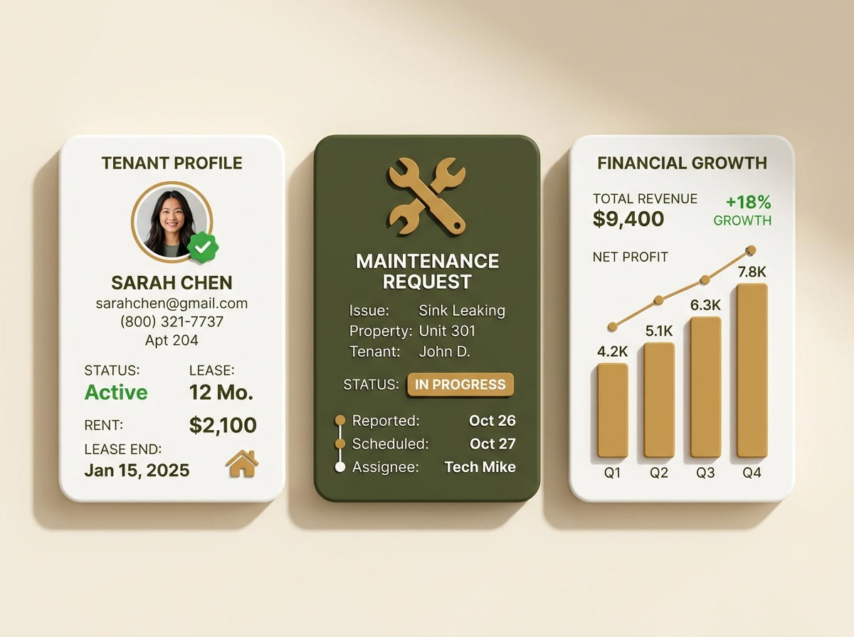 Verified Tenant Directory, Maintenance Complaints, and Expense Ledger